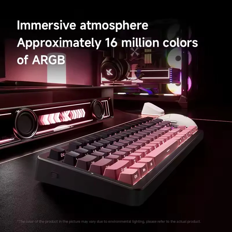 MCHOSE G87 V2 RGB Tri-Mode Hot-Swappable Mechanical Keyboard (Blackberry Pink) (Quick Gold Switch V3)
