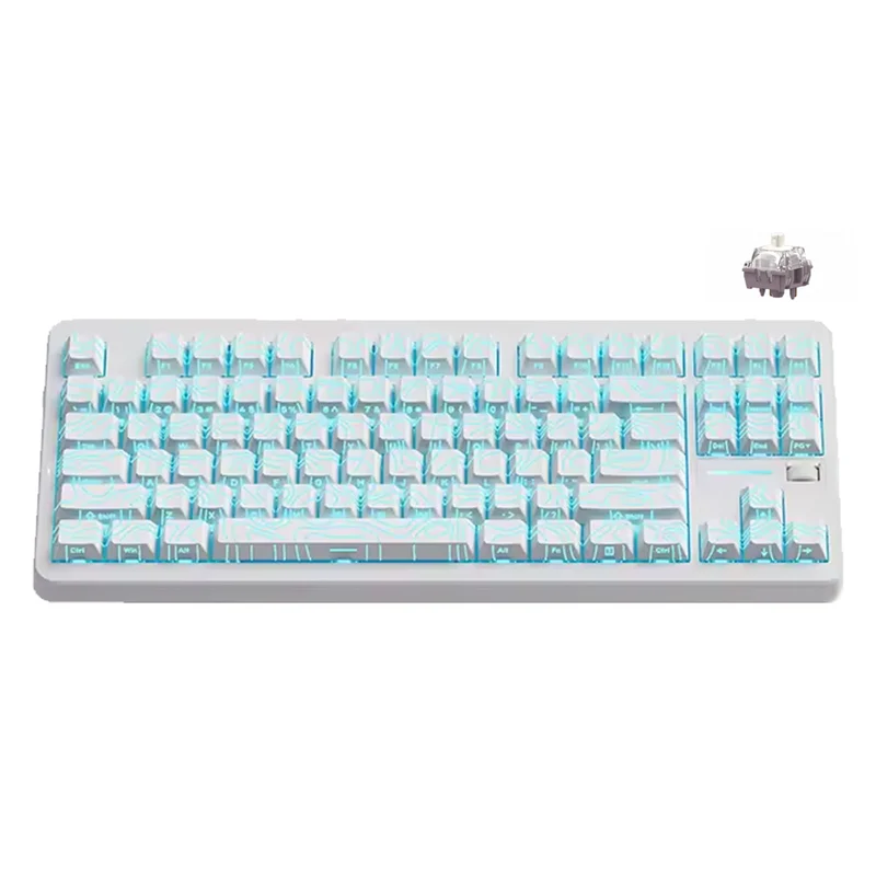 MCHOSE G87 V2 RGB Tri-Mode Hot-Swappable Mechanical Keyboard (White Equal Height Solid Line) (Quick Gold Switch V3)