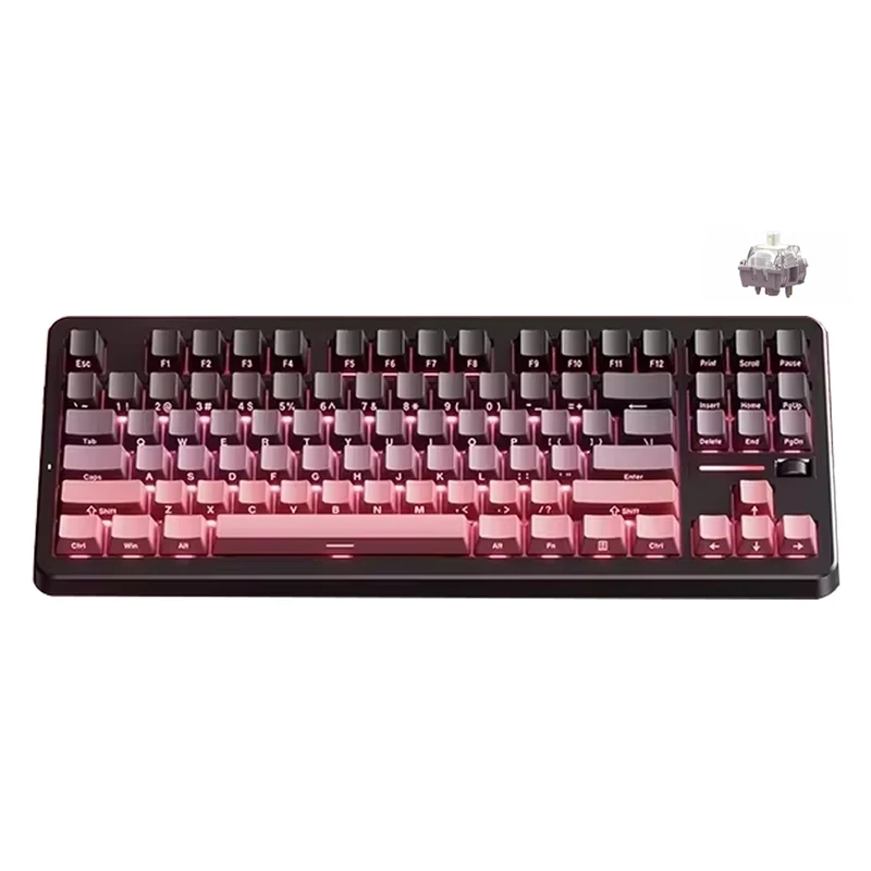 MCHOSE G87 V2 RGB Tri-Mode Hot-Swappable Mechanical Keyboard (Blackberry Pink) (Quick Gold Switch V3)