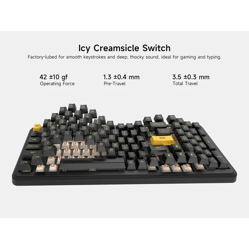 MCHOSE K99 V3 RGB Tri-Mode Hot-Swappable Mechanical Keyboard (Black Gold) (Icy Creamsicle Switch)