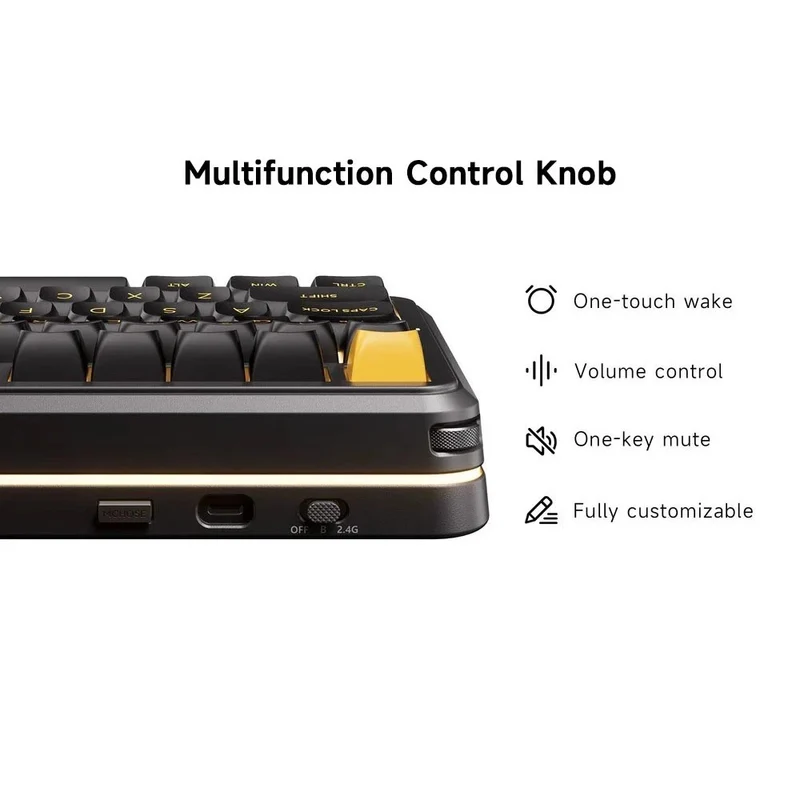 MCHOSE K99 V3 RGB Tri-Mode Hot-Swappable Mechanical Keyboard (Black Gold) (Icy Creamsicle Switch)