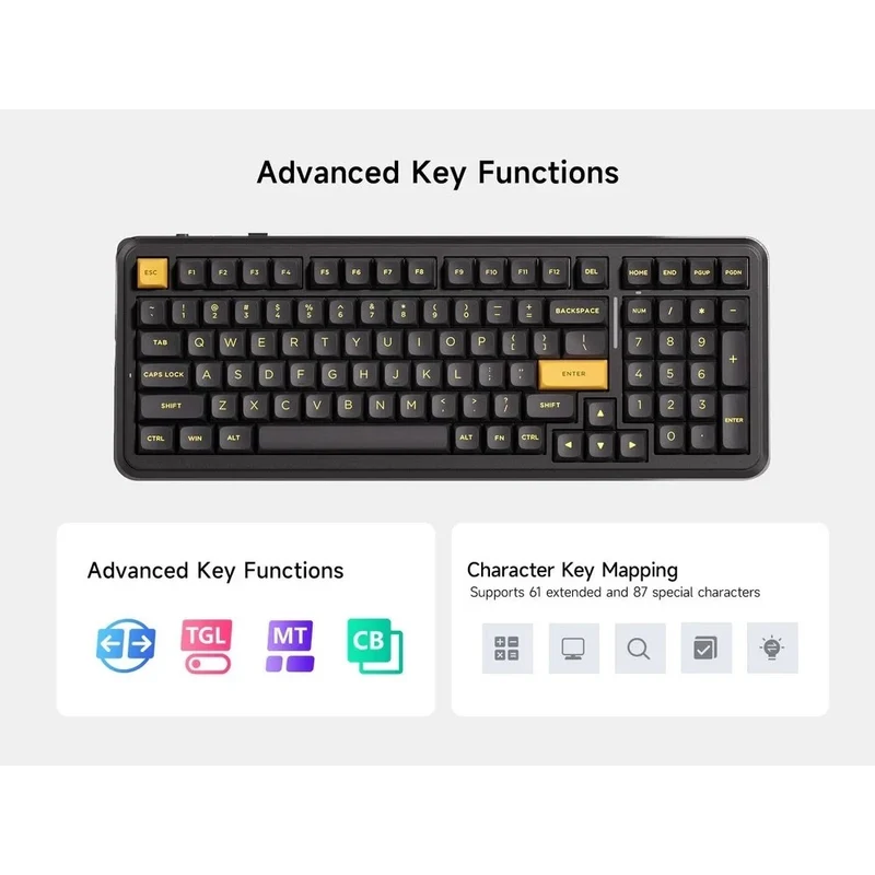 MCHOSE K99 V3 RGB Tri-Mode Hot-Swappable Mechanical Keyboard (Black Gold) (Icy Creamsicle Switch)