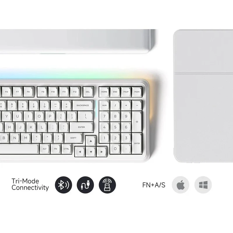 MCHOSE K99 V3 RGB Tri-Mode Hot-Swappable Mechanical Keyboard (Black Gold) (Icy Creamsicle Switch)
