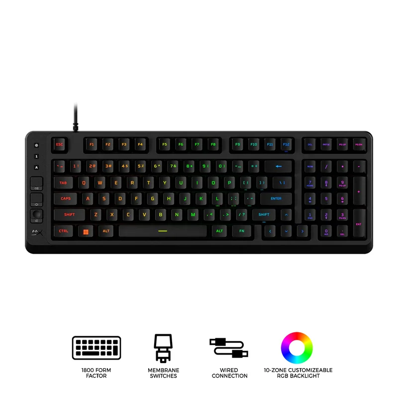 HyperX Eve 1800 Customizable RGB Profiles Wired Mechanical Gaming Keyboard (Black) (Membrane Switches) (B7JE0AA)