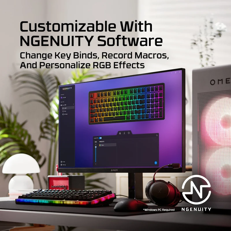 HyperX Origins 2 1800 RGB Swappable Housing Wired Mechanical Gaming Keyboard (Black) (Red Linear Switch) (B4QS4AA)