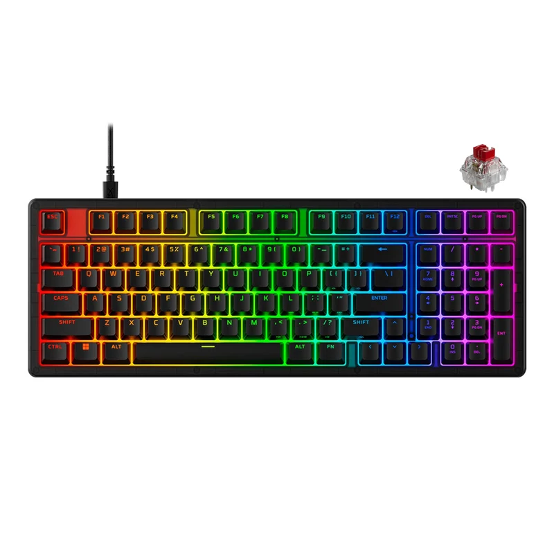 HyperX Origins 2 1800 RGB Swappable Housing Wired Mechanical Gaming Keyboard (Black) (Red Linear Switch) (B4QS4AA)