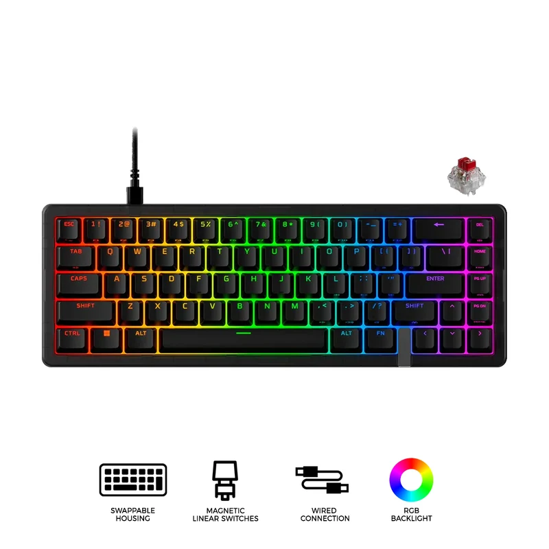 HyperX Origins 2 Pro 65 RGB Analog Magnetic Wired Mechanical Gaming Keyboard (Black) (Red Linear Switch) (BN7S3AA)