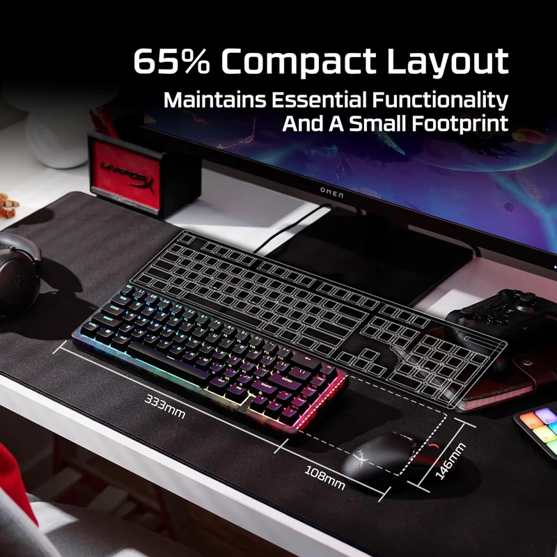HyperX Origins 2 Pro 65 RGB Analog Magnetic Wired Mechanical Gaming Keyboard (Black) (Red Linear Switch) (BN7S3AA)