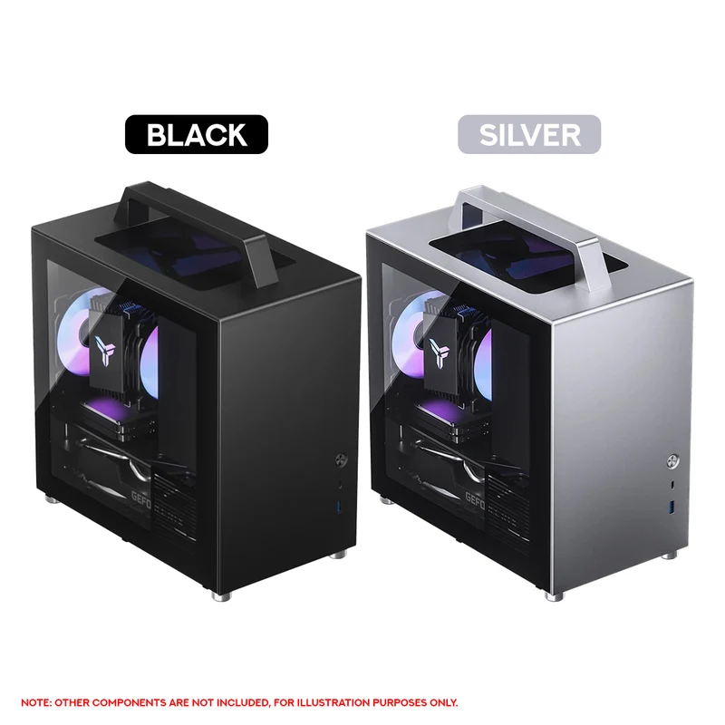 Jonsbo T8 Plus ITX Computer Case (Black, Silver)