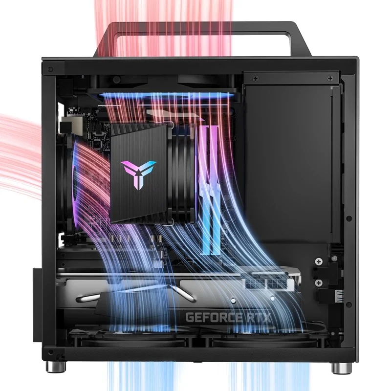 Jonsbo T8 Plus ITX Computer Case (Black, Silver)