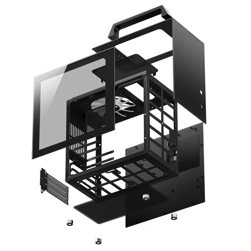 Jonsbo T8 Plus ITX Computer Case (Black, Silver)