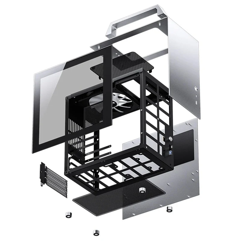 Jonsbo T8 Plus ITX Computer Case (Black, Silver)