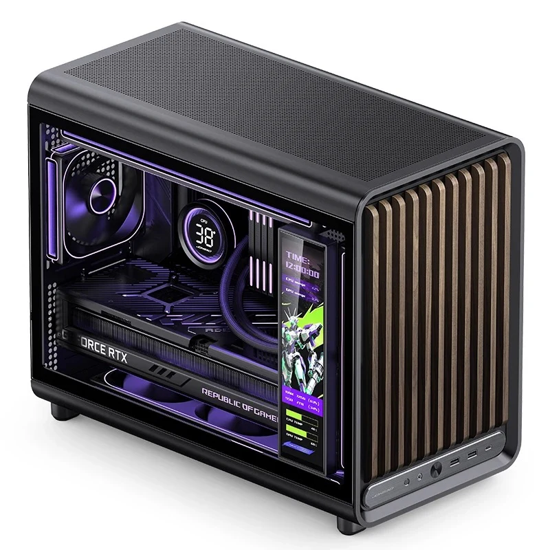 Jonsbo D33 Wood M-ATX Computer Case (Black, White)