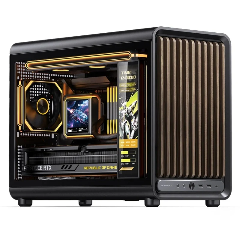 Jonsbo D33 Wood M-ATX Computer Case (Black, White)