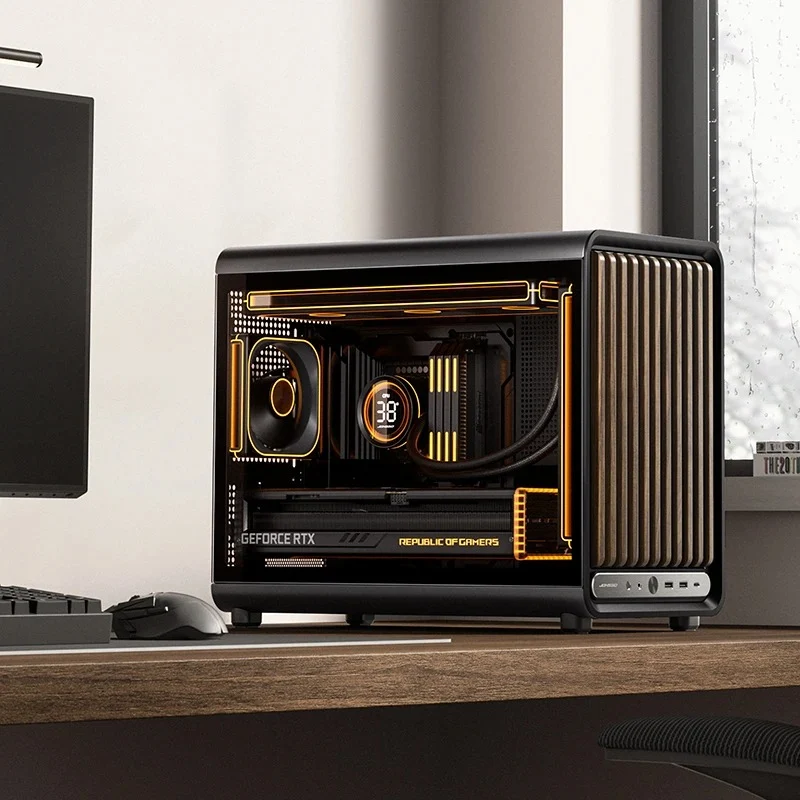 Jonsbo D33 Wood M-ATX Computer Case (Black, White)