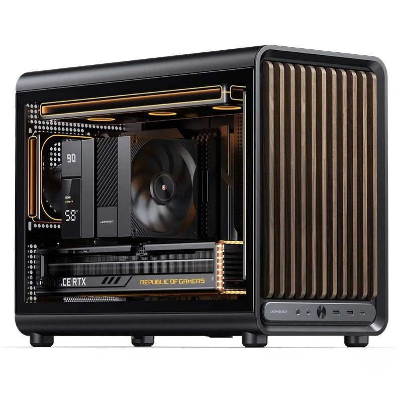 Jonsbo D33 Wood M-ATX Computer Case (Black, White)
