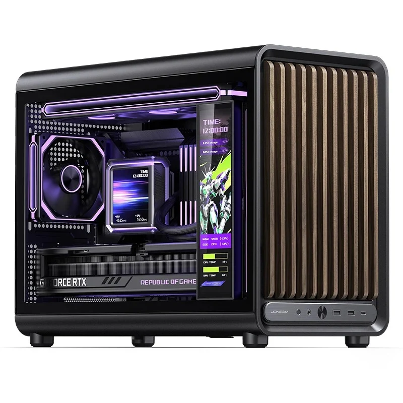 Jonsbo D33 Wood M-ATX Computer Case (Black, White)