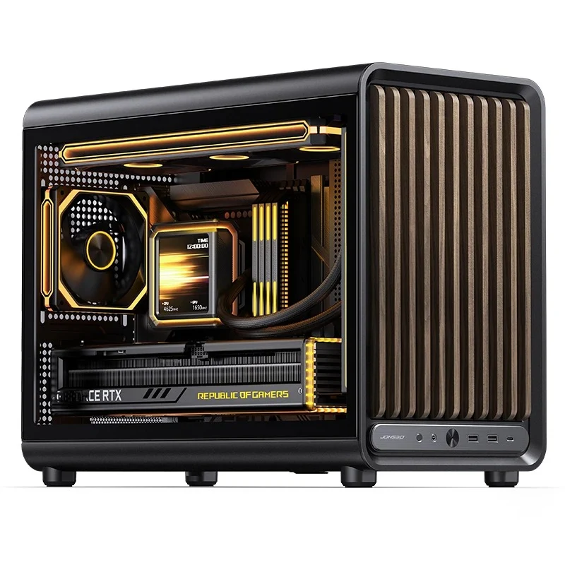 Jonsbo D33 Wood M-ATX Computer Case (Black, White)