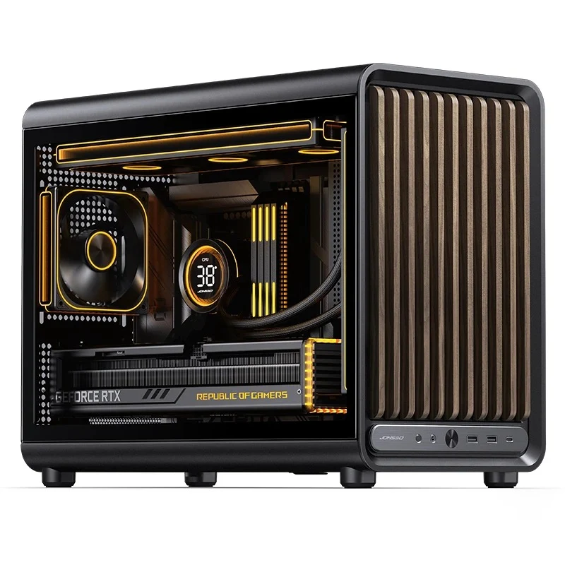 Jonsbo D33 Wood M-ATX Computer Case (Black, White)