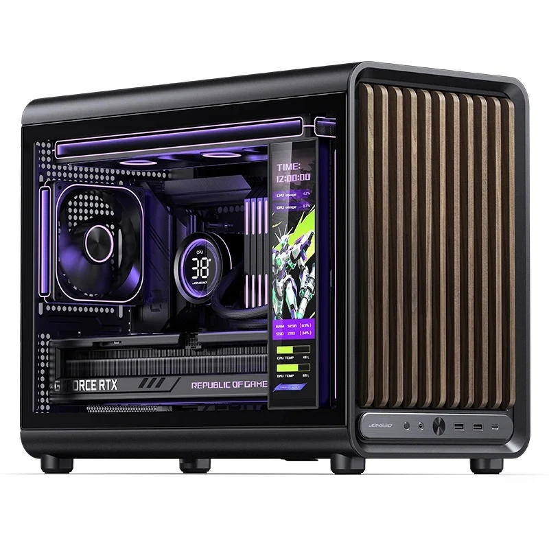 Jonsbo D33 Wood M-ATX Computer Case (Black, White)