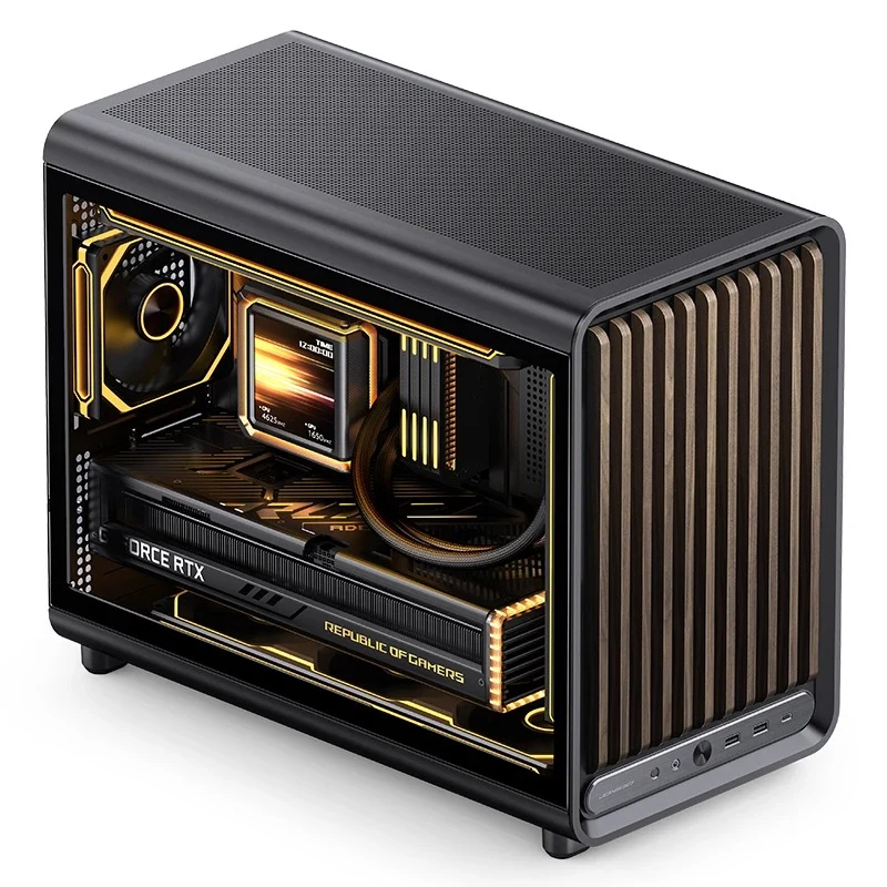 Jonsbo D33 Wood M-ATX Computer Case (Black, White)