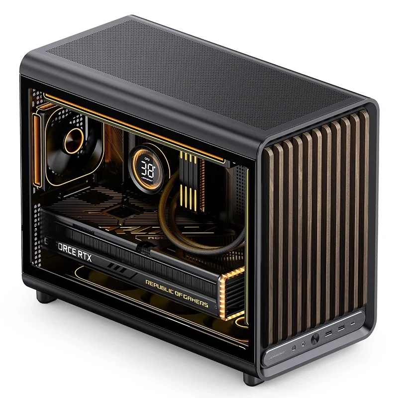 Jonsbo D33 Wood M-ATX Computer Case (Black, White)