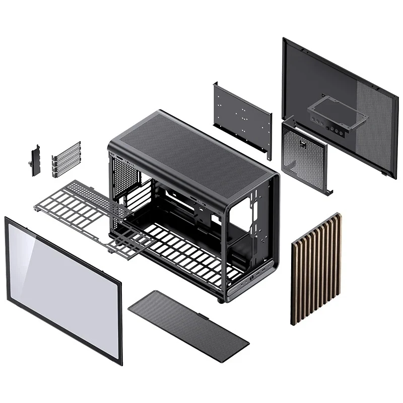 Jonsbo D33 Wood M-ATX Computer Case (Black, White)