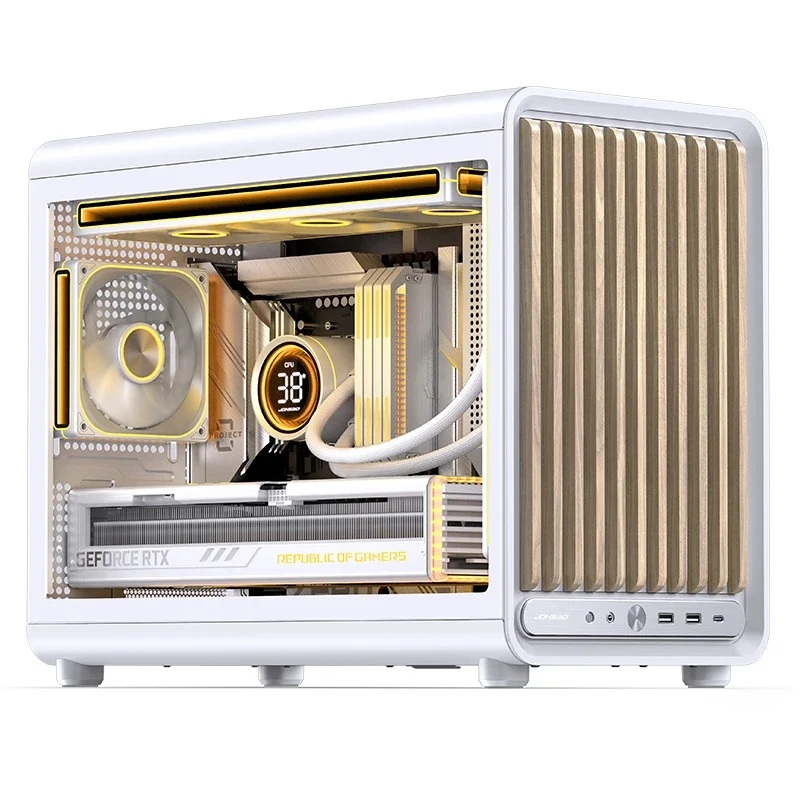 Jonsbo D33 Wood M-ATX Computer Case (Black, White)