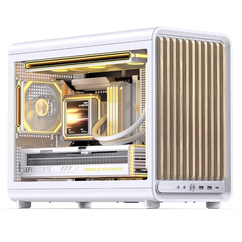 Jonsbo D33 Wood M-ATX Computer Case (Black, White)