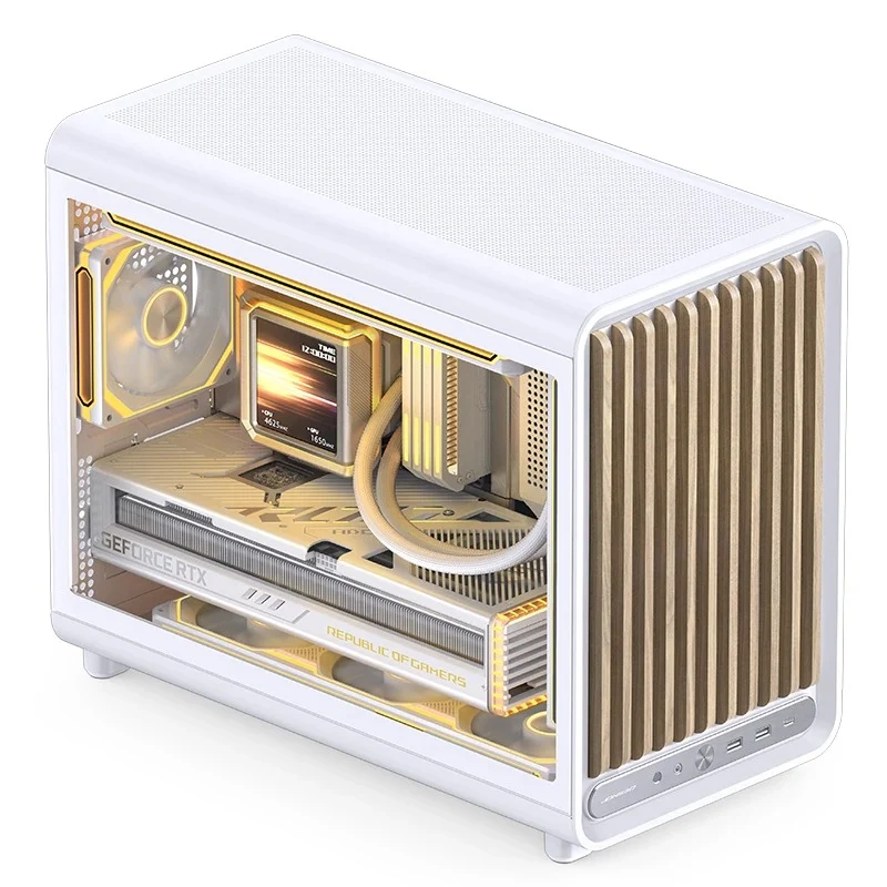 Jonsbo D33 Wood M-ATX Computer Case (Black, White)