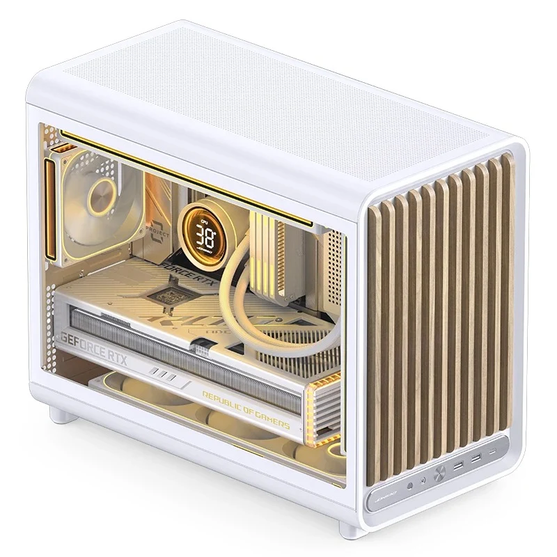 Jonsbo D33 Wood M-ATX Computer Case (Black, White)
