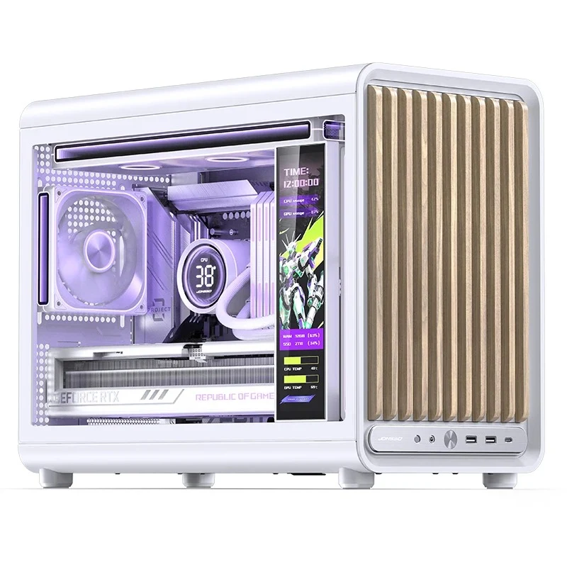Jonsbo D33 Wood M-ATX Computer Case (Black, White)