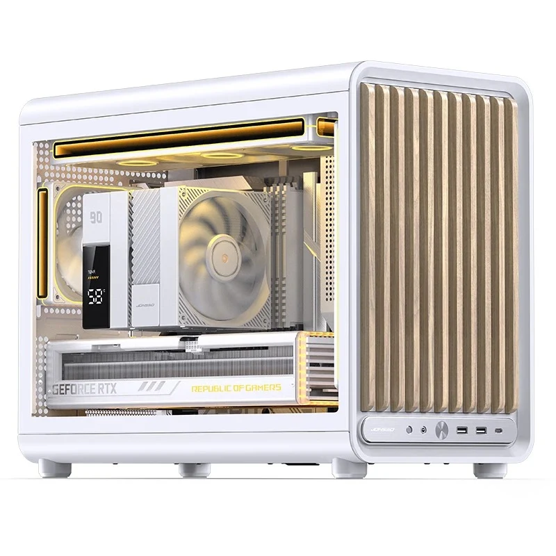 Jonsbo D33 Wood M-ATX Computer Case (Black, White)