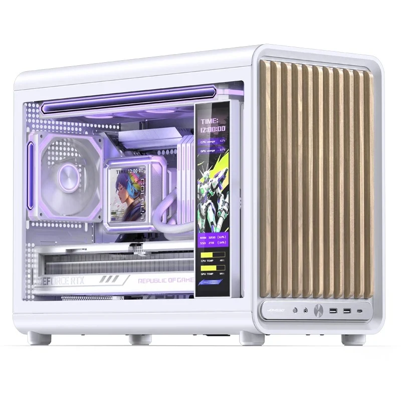 Jonsbo D33 Wood M-ATX Computer Case (Black, White)