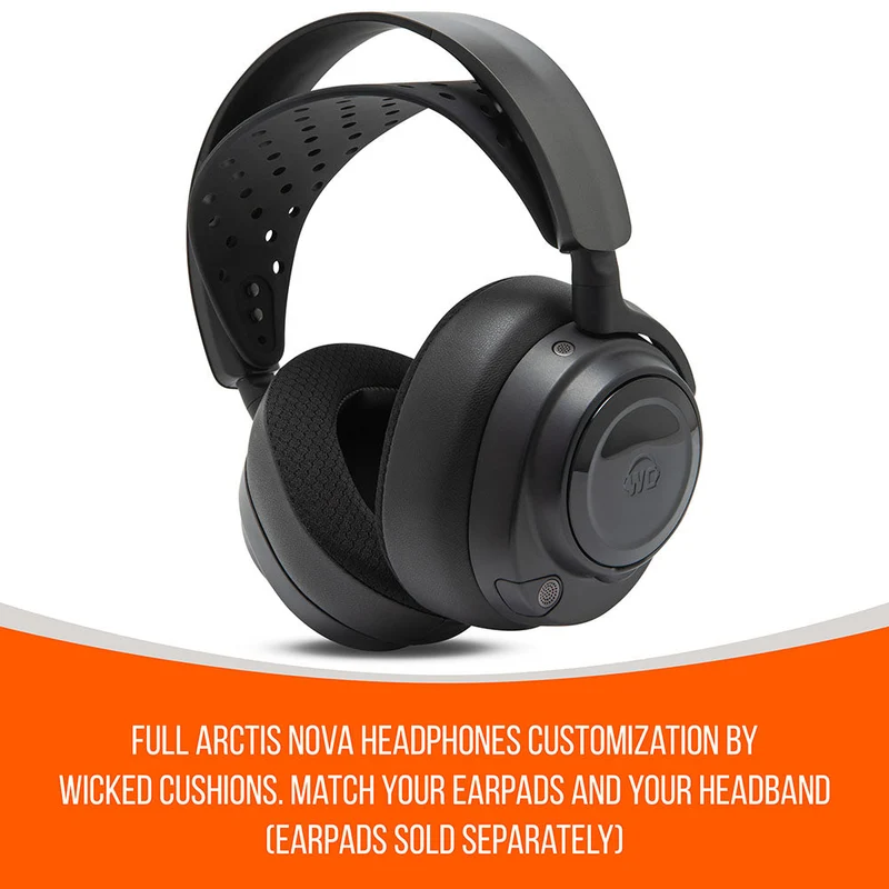 Wicked Cushions WC Silicone HeadbandZ for Arctis Nova V2 Headsets (Black, 90s Black, 90s White, Black Camo, Red Camo, Speed Racer, Gold Marble, Kinetic Wave, Cyan Prism, FrankP, Leopard, Sage Gold Marble)