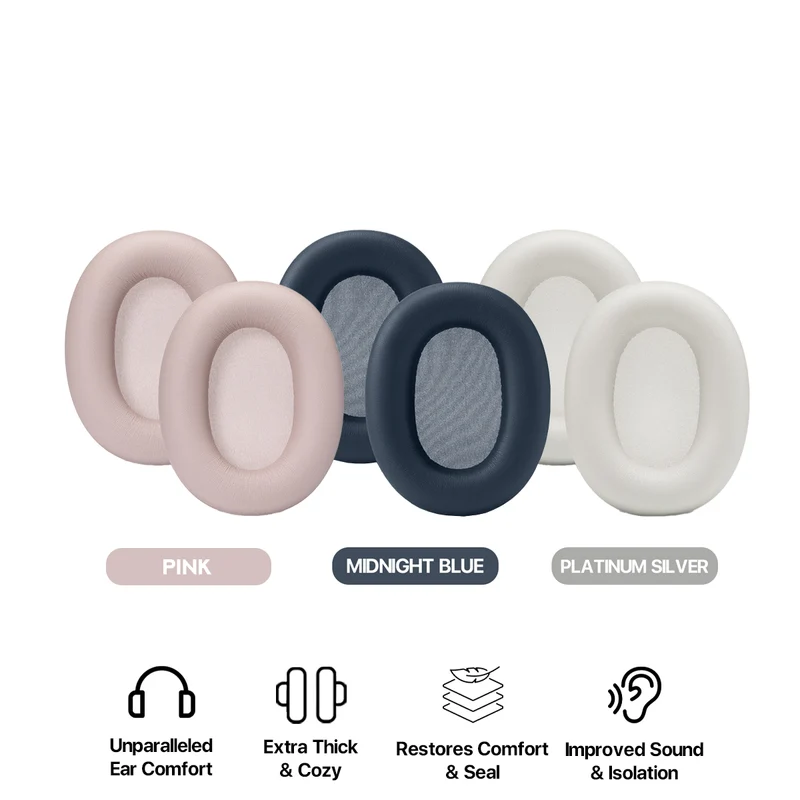 Wicked Cushions WC PadZ XM6 XL - Replacement Ear Pads For Sony WH-1000XM6 XL (Pink, Platinum Silver, Midnight Blue) (PadZ-XM6-XL-P, PadZ-XM6-XL-S, PadZ-XM6-XL-BL)