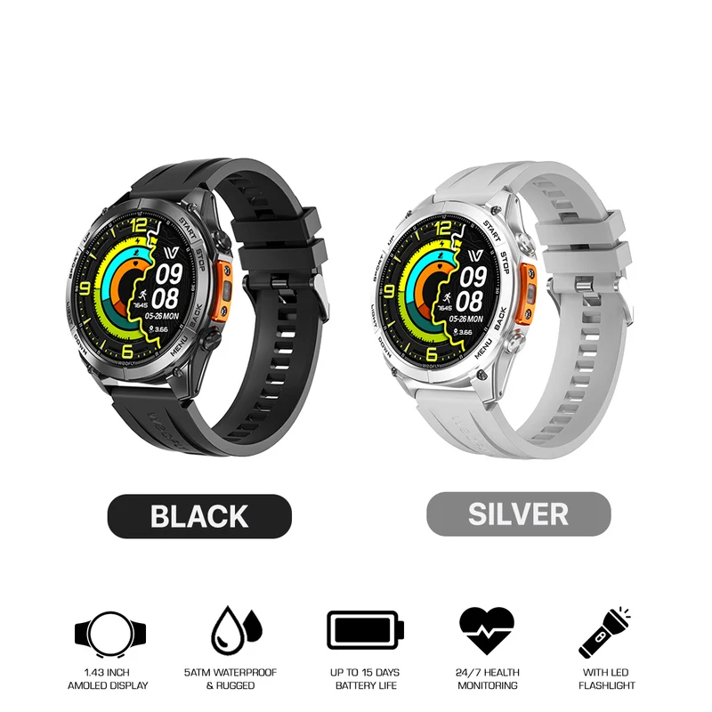 Weofly Conquer 3 Smartwatch (Black, Silver) (WFCQ654BL, WFCQ654SL)
