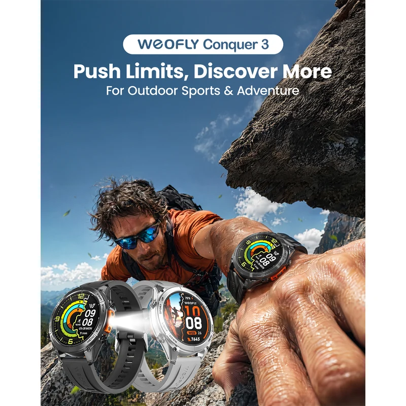 Weofly Conquer 3 Smartwatch (Black, Silver) (WFCQ654BL, WFCQ654SL)