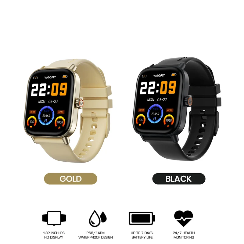 Weofly Active 3 Smartwatch (Gold, Black) (WFAC657GD, WFAC657BL)