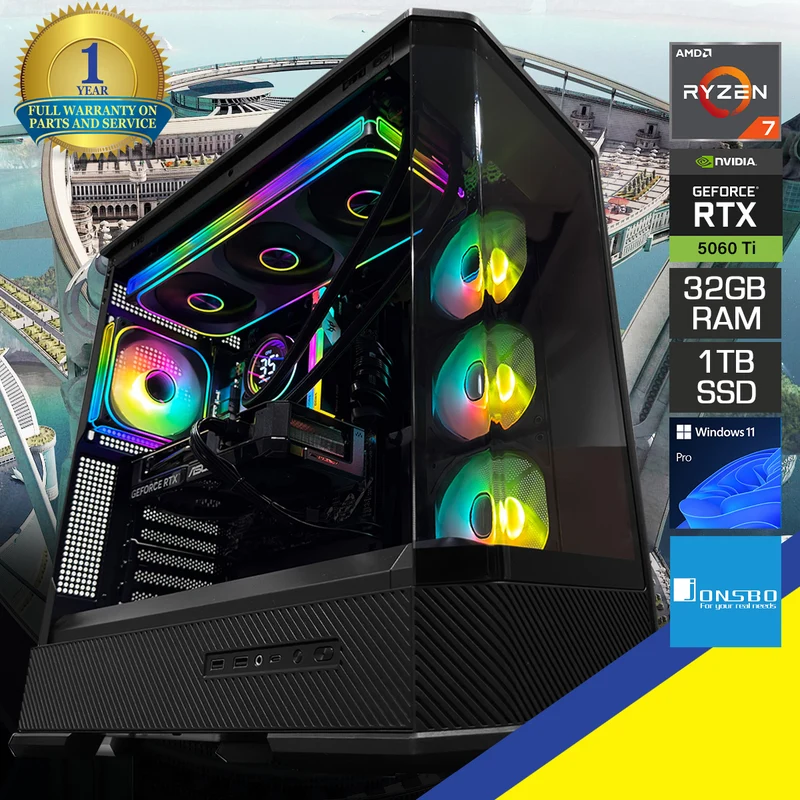 Sophos D400 Black Desktop Gaming PC | AMD Ryzen 7 9700X | 32GB (2x16GB) RAM | 1TB SSD | RTX 5060 Ti | Windows 11 Pro