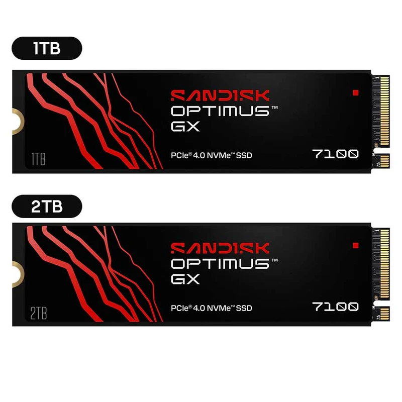 Sandisk Optimus GX 7100 7250MB/s Read M.2 2280 PCIe 4.0x4 NVMe SSD (1TB, 2TB) (SDSP71100TAN-000E0, SDSP71200TAN-000E0)