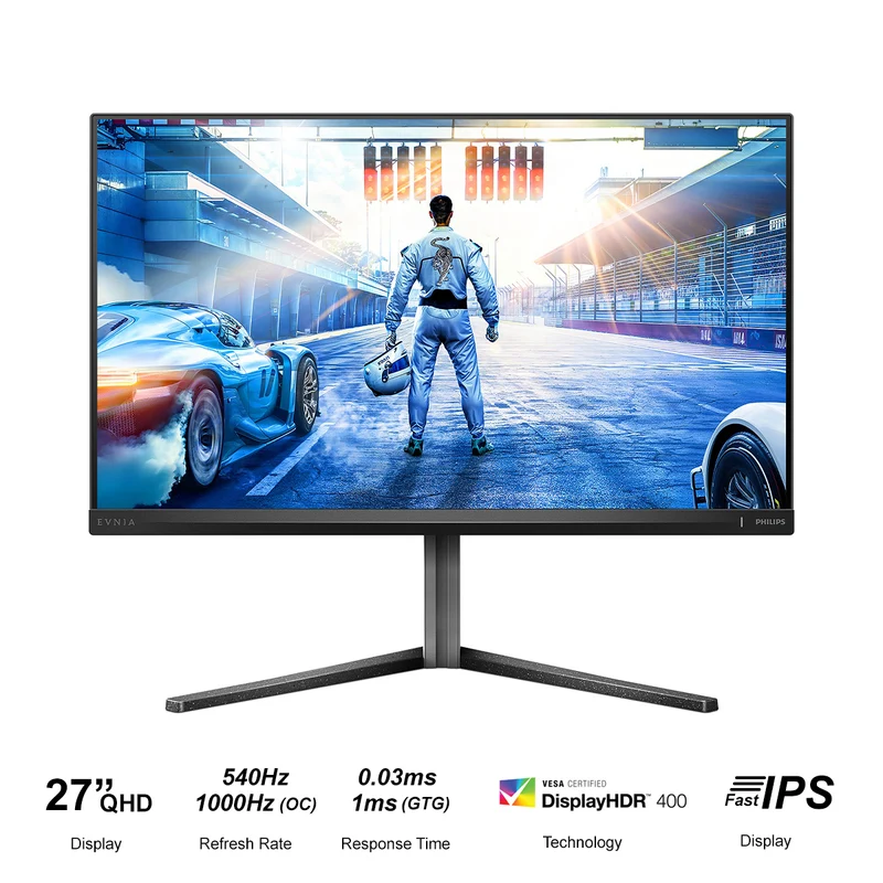 Philips Evnia 27M2N5500XD/71 27" Dual Mode QHD (2560x1440) 540Hz/ 1000Hz OC 0.3ms/ 1ms GTG Fast IPS Gaming Monitor with Tilt/ Height/ Swivel/ Pivot Adjustment (Dark Slate)