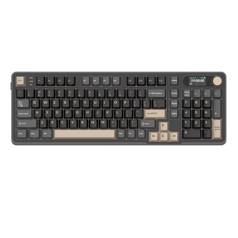 Royal Kludge RK-S98 Tri-Mode RGB 98 Keys Hot Swappable Mechanical Keyboard Phantom (Beige Switch, Chartreuse Switch)