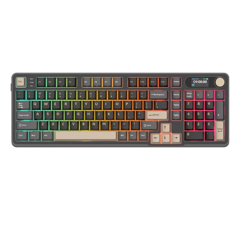 Royal Kludge RK-S98 Tri-Mode RGB 98 Keys Hot Swappable Mechanical Keyboard Phantom (Beige Switch, Chartreuse Switch)
