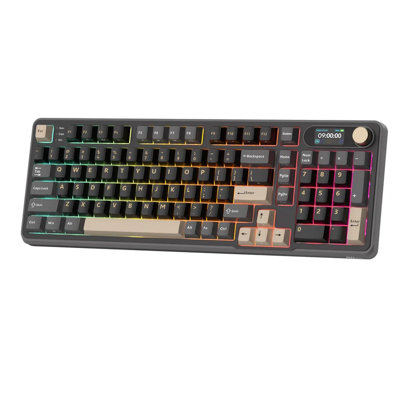 Royal Kludge RK-S98 Tri-Mode RGB 98 Keys Hot Swappable Mechanical Keyboard Phantom (Beige Switch, Chartreuse Switch)