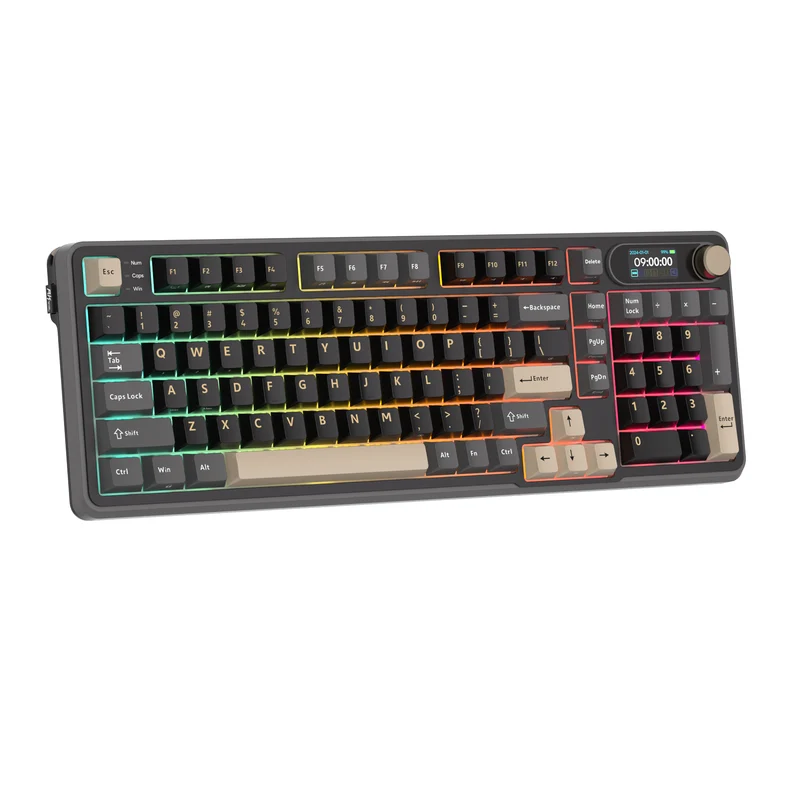 Royal Kludge RK-S98 Tri-Mode RGB 98 Keys Hot Swappable Mechanical Keyboard Phantom (Beige Switch, Chartreuse Switch)