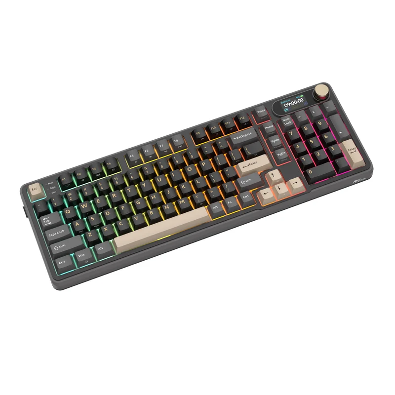 Royal Kludge RK-S98 Tri-Mode RGB 98 Keys Hot Swappable Mechanical Keyboard Phantom (Beige Switch, Chartreuse Switch)