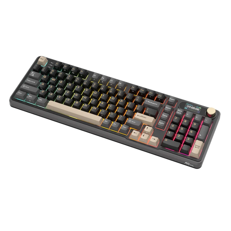 Royal Kludge RK-S98 Tri-Mode RGB 98 Keys Hot Swappable Mechanical Keyboard Phantom (Beige Switch, Chartreuse Switch)