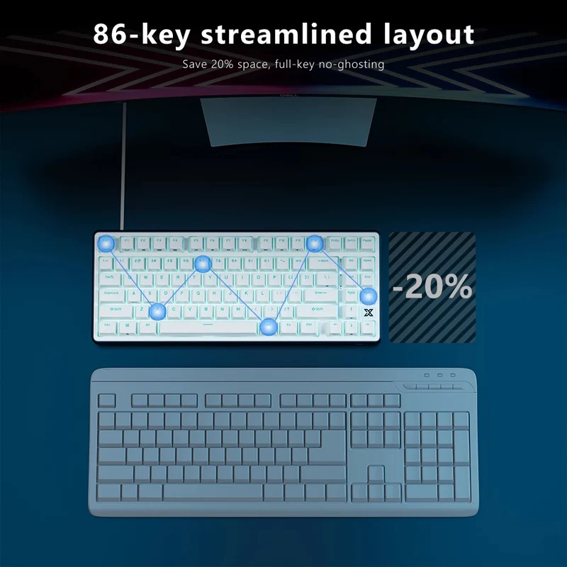 Royal Kludge RK X87 Single-Mode RGB 86 Keys Hot Swappable Mechanical Keyboard Black Night (Creamy Switch, Snowfall Switch)