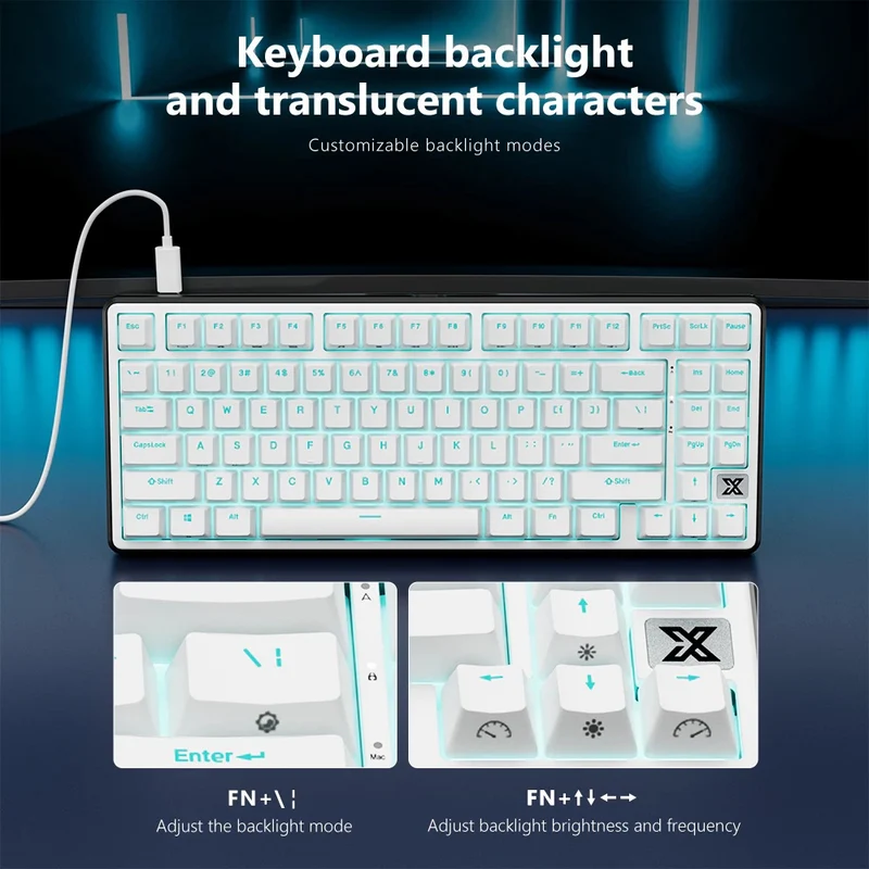 Royal Kludge RK X87 Single-Mode RGB 86 Keys Hot Swappable Mechanical Keyboard Black Night (Creamy Switch, Snowfall Switch)